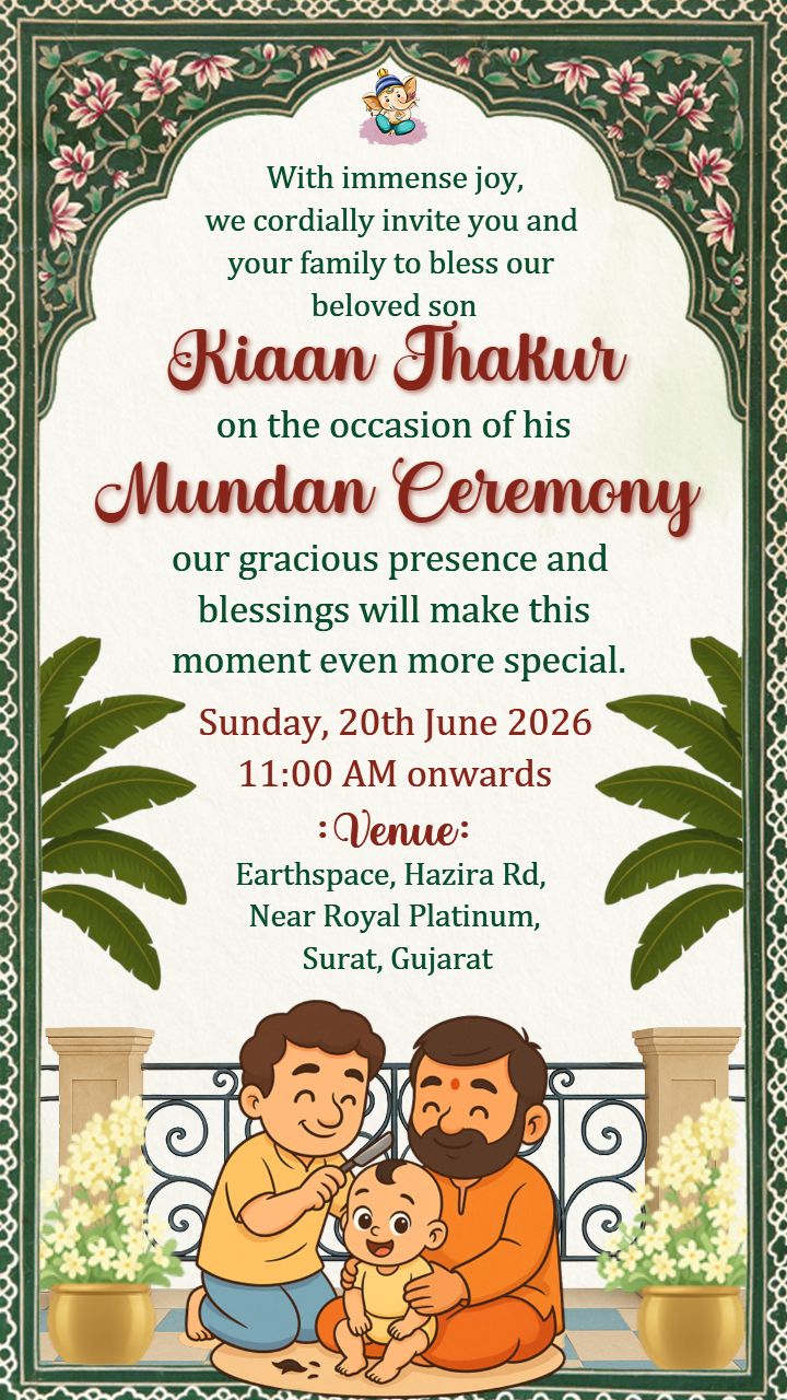 Mundan Function Video Invitation Templates English