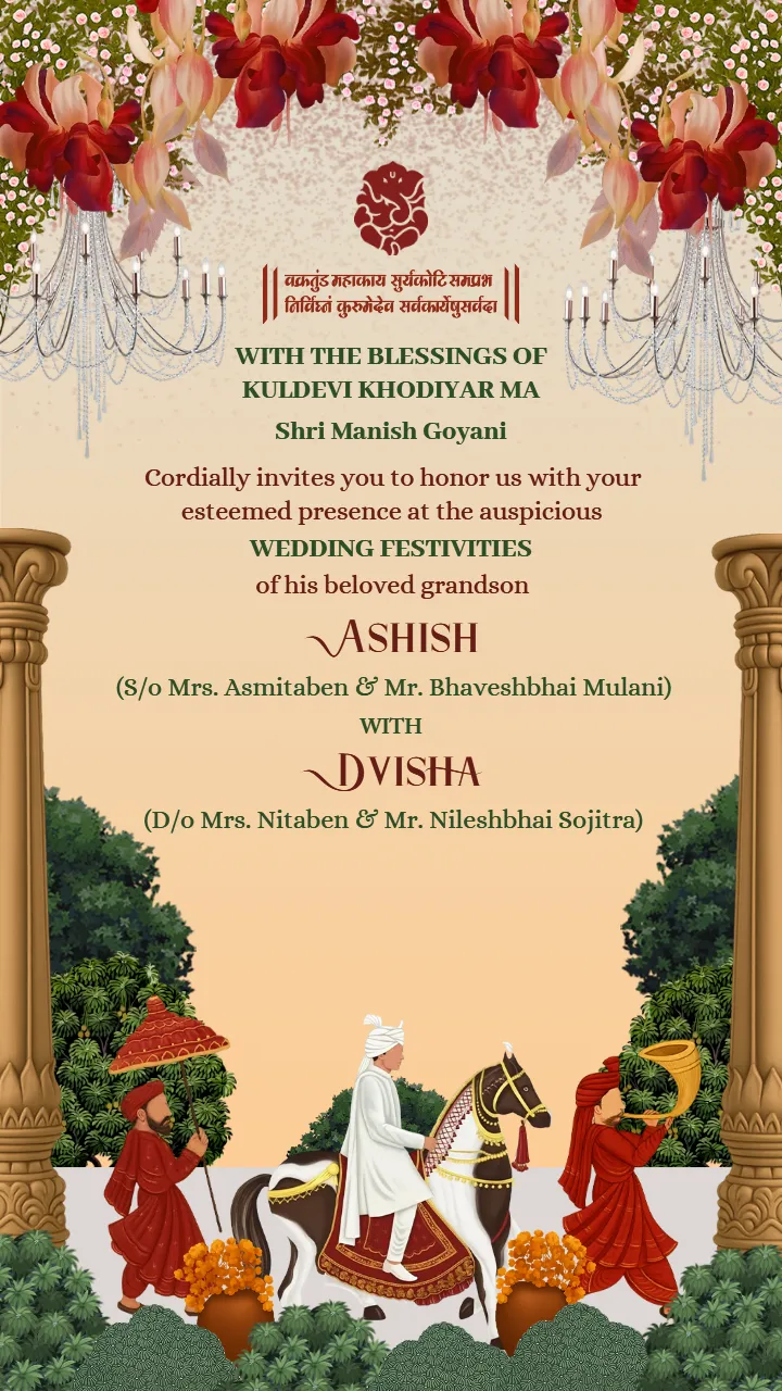 Rajsthani Wedding Invitation Template with Royal Designs