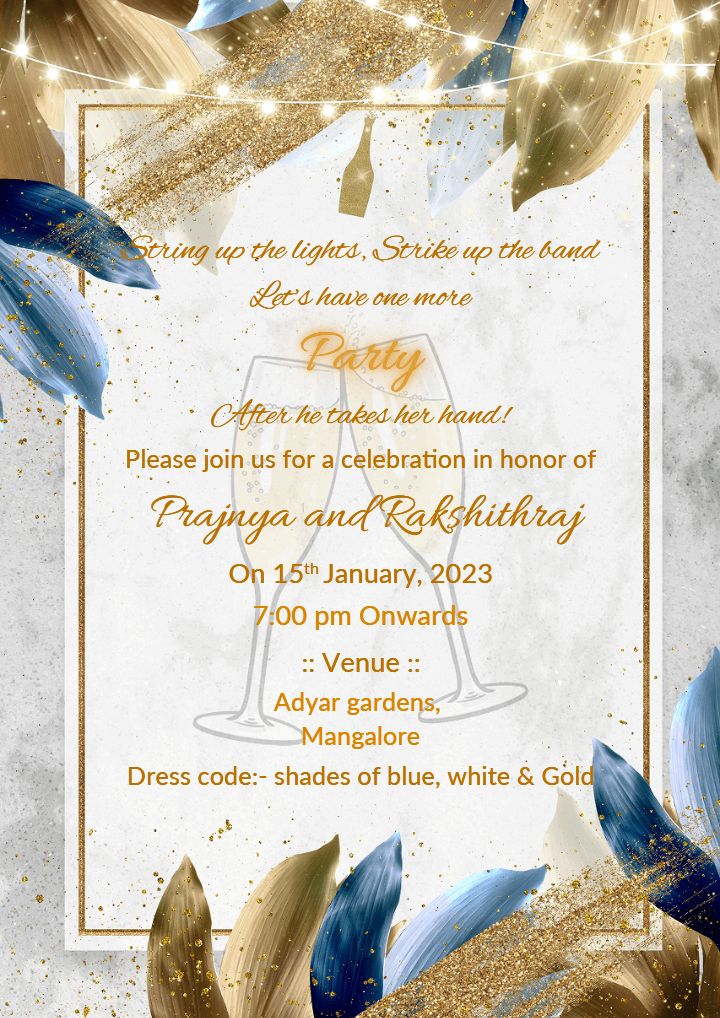 Luxury Party Invitation Template In Blue and Gold Design