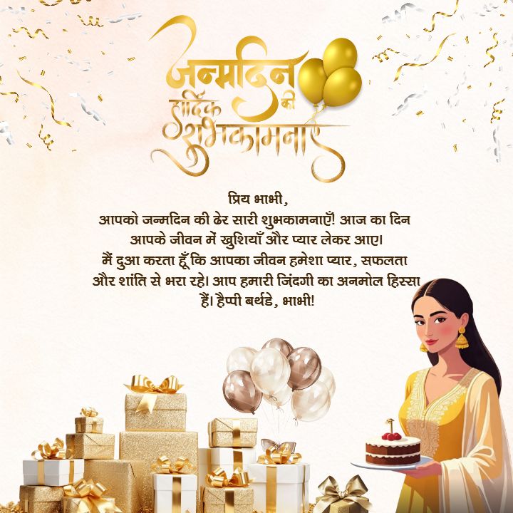 Best Bhabhi Birthday Wishes in Hindi with Blessings