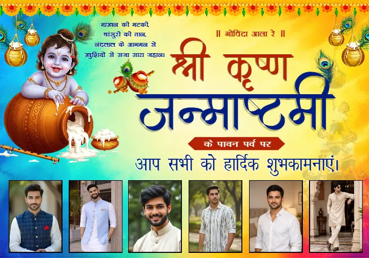 Janmashtami Photo Banner Maker for Memorable Krishna Posts