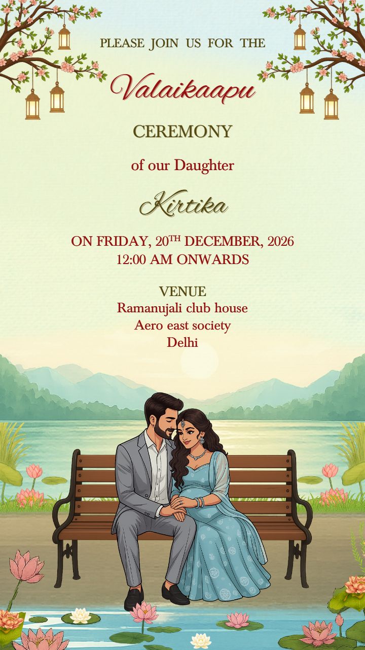 Romantic Tamil Valaikappu Invitation Video with Nature Theme