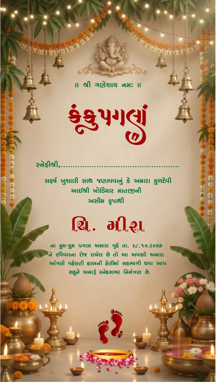 3D Kanku Pagla Invitation Video With Diya and Bells