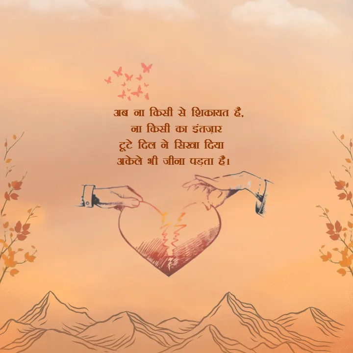 Broken Heart Alone Quotes in Hindi for 2 Line