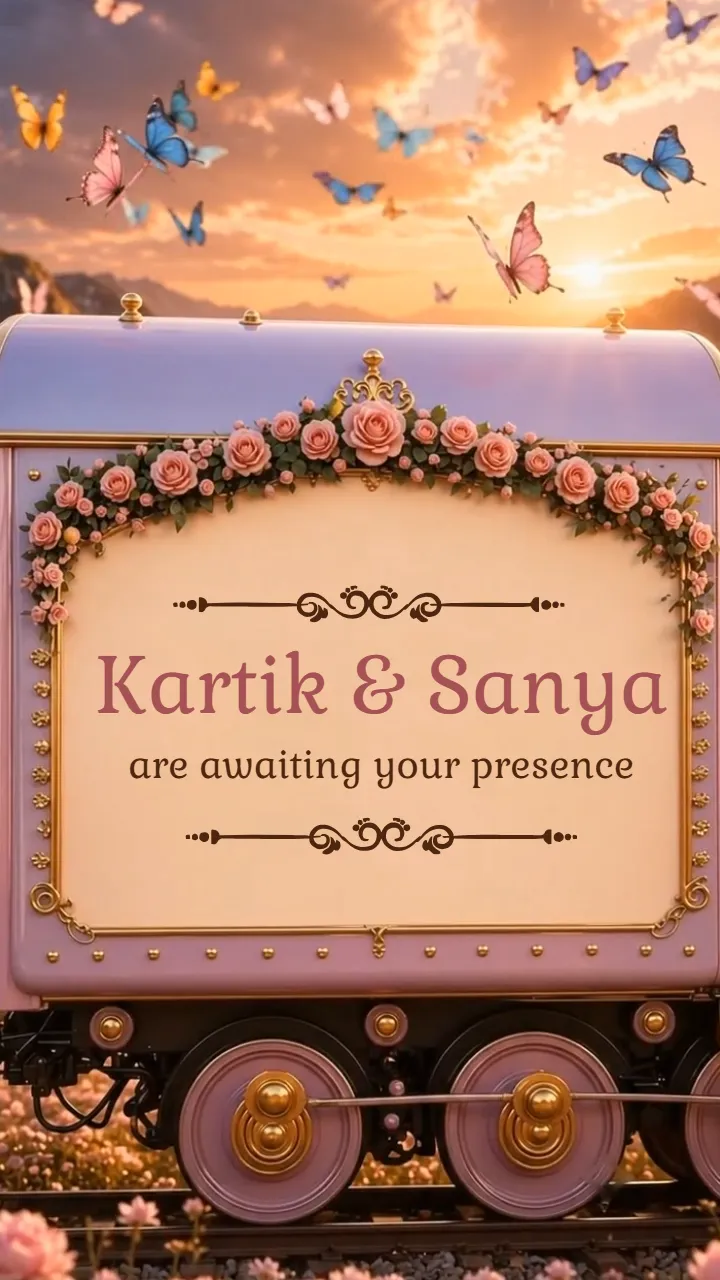 3D Birthday Invitation Video with Royal Train Theme