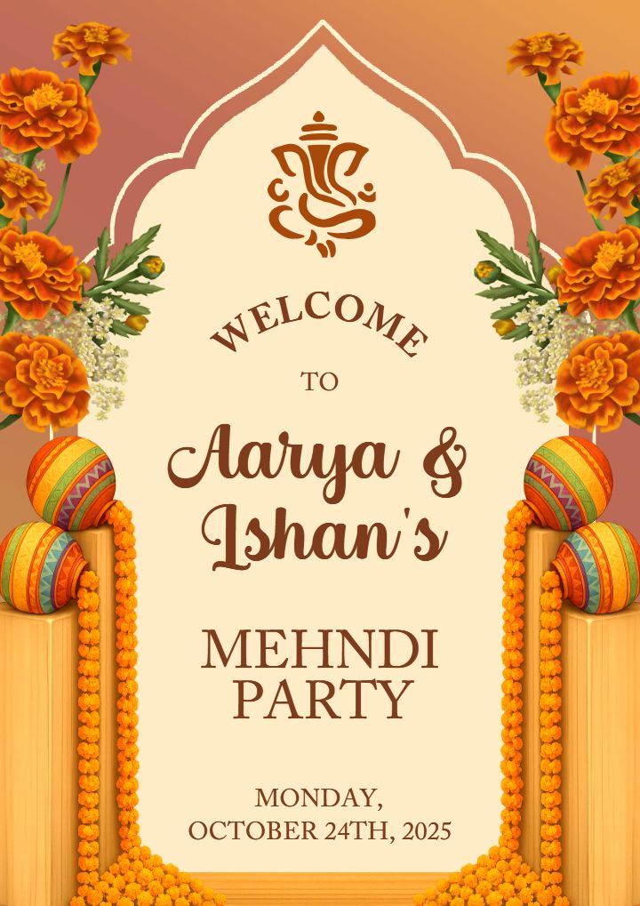 Mehndi Night Wedding Standee Template with Cultural Elements