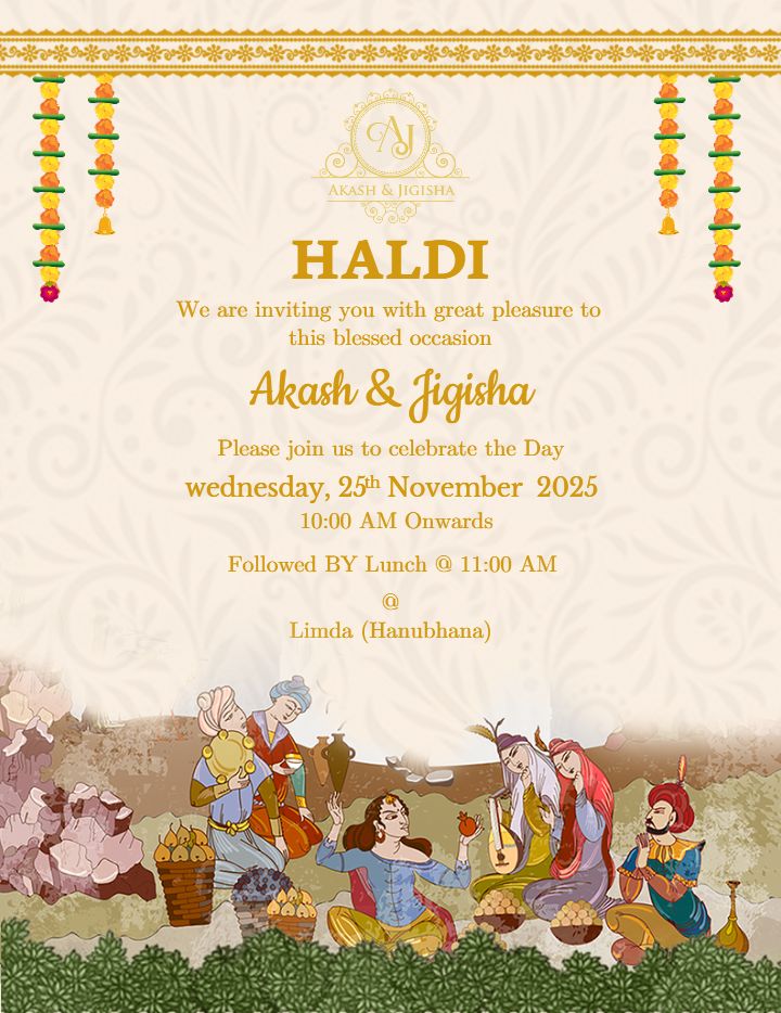 Traditional Rajasthani Style Wedding Invitation Template