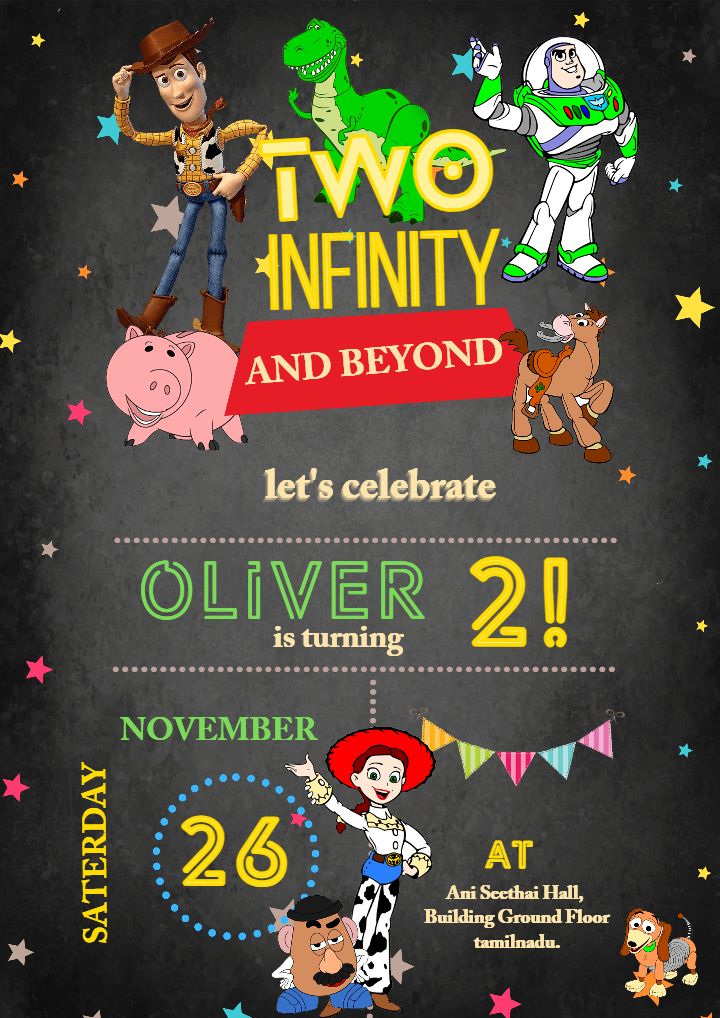 Toy Themed Online 2nd Birthday Invitation Card for Boys