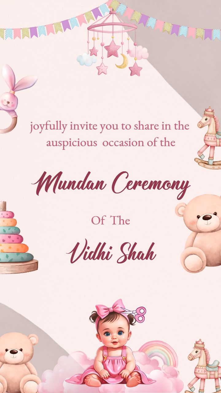 Adorable Baby Girl Mundan Video Card Downloade