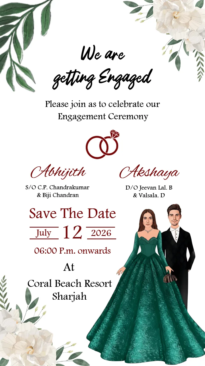 Stylish Engagement Ceremony Video in Green and White Theme