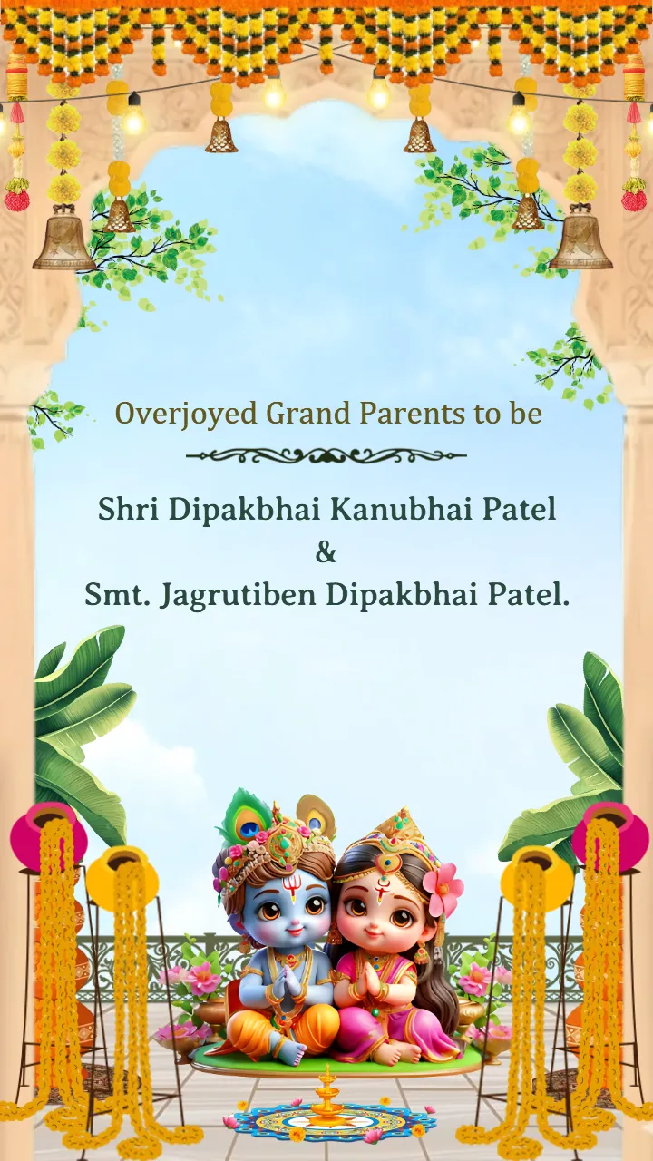 baby shower invitation cards Krishna themed templates