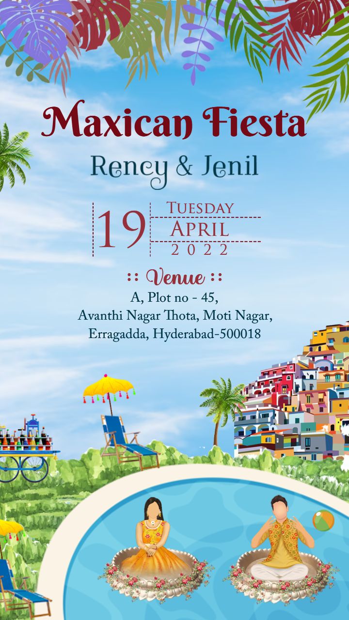 Haldi Ceremony Invitation Template With Poolside Theme