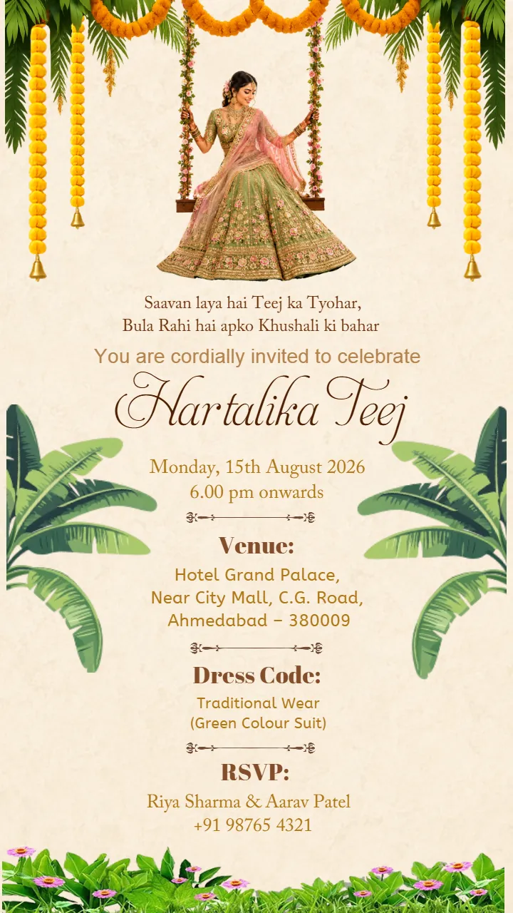 Hartalika Teej Invitation Card to Create Online Instantly