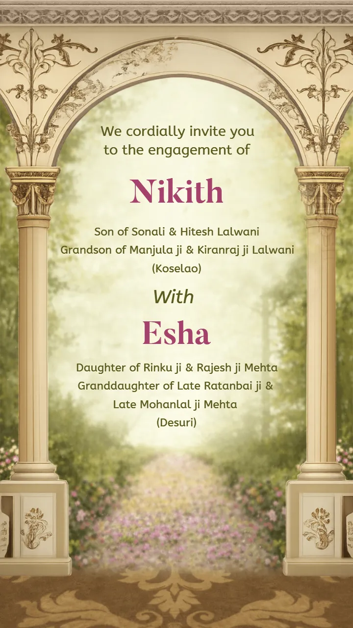 Soft Pastel Engagement Invitation Video with Garden Arch