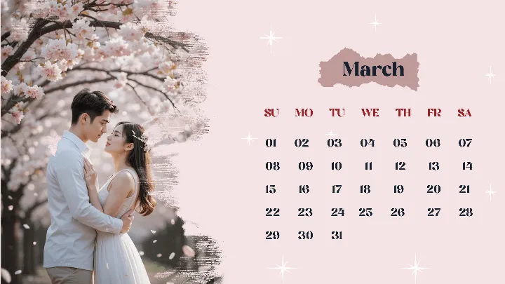 Calender Template For Romantic Couple Photo Memories