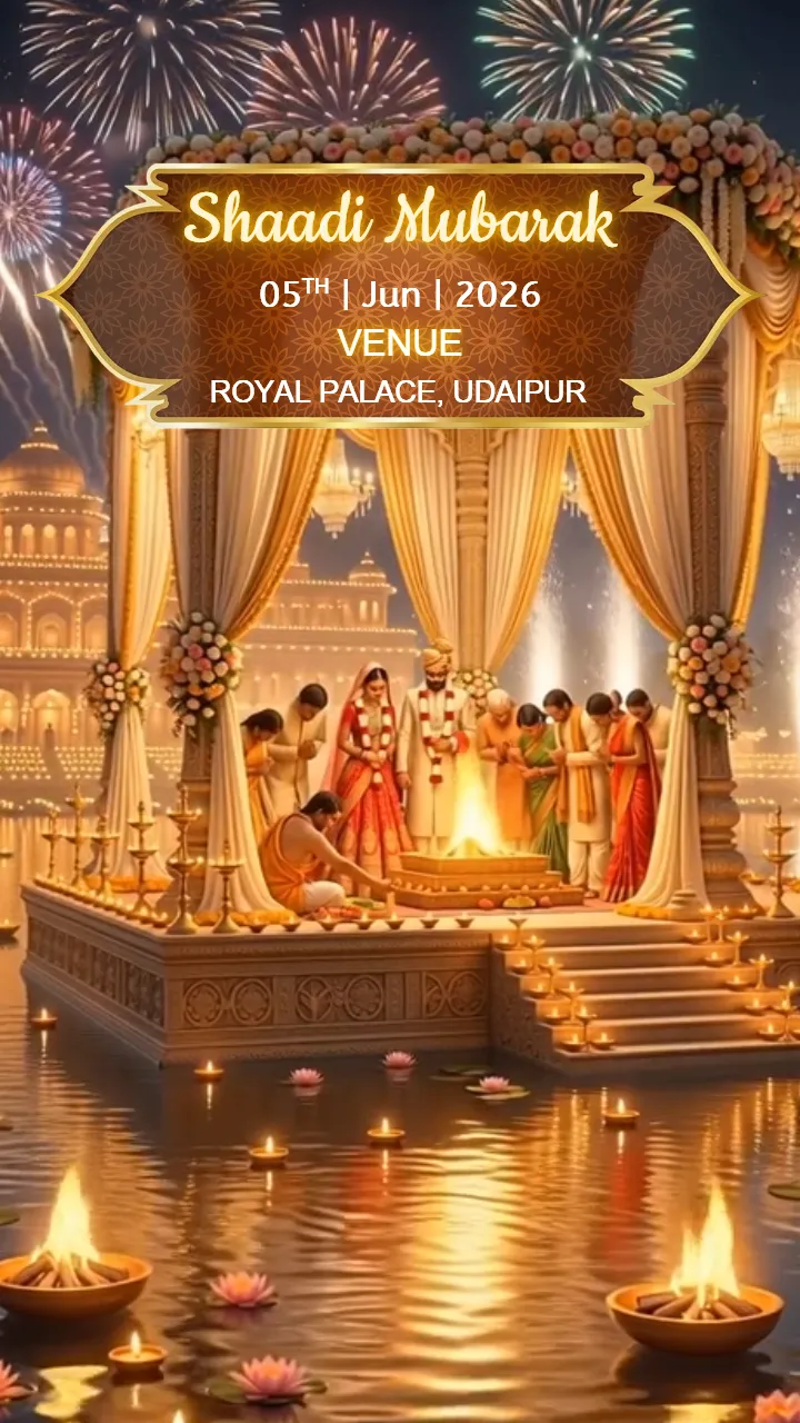 3D Wedding Invitation Video Udaipur Palace Theme Invite